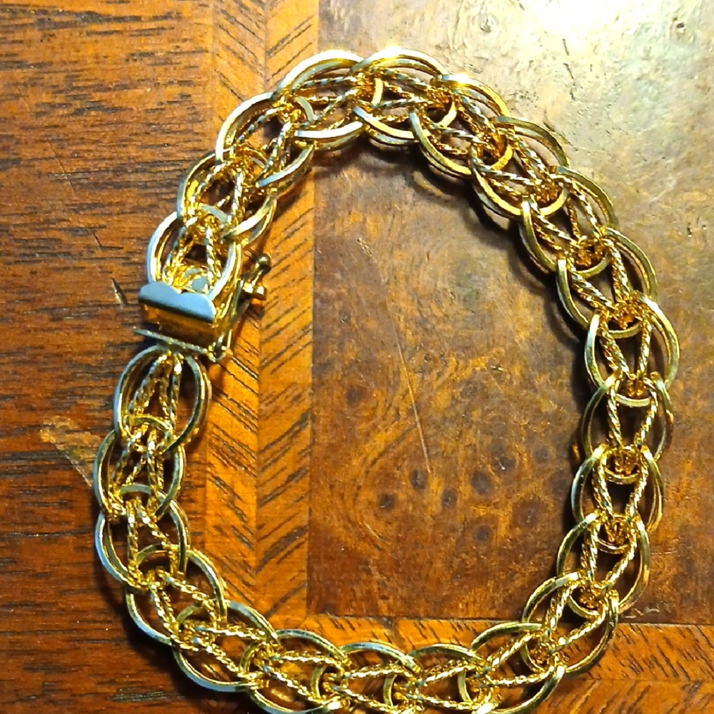Gold Electro Plated Link Charm  Bracelet